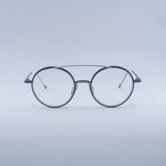 Thom Browne TB108 BGRYSLV50 Eyeglasses Grey/Silver 50mm Round Frame - Picture 2 of 10